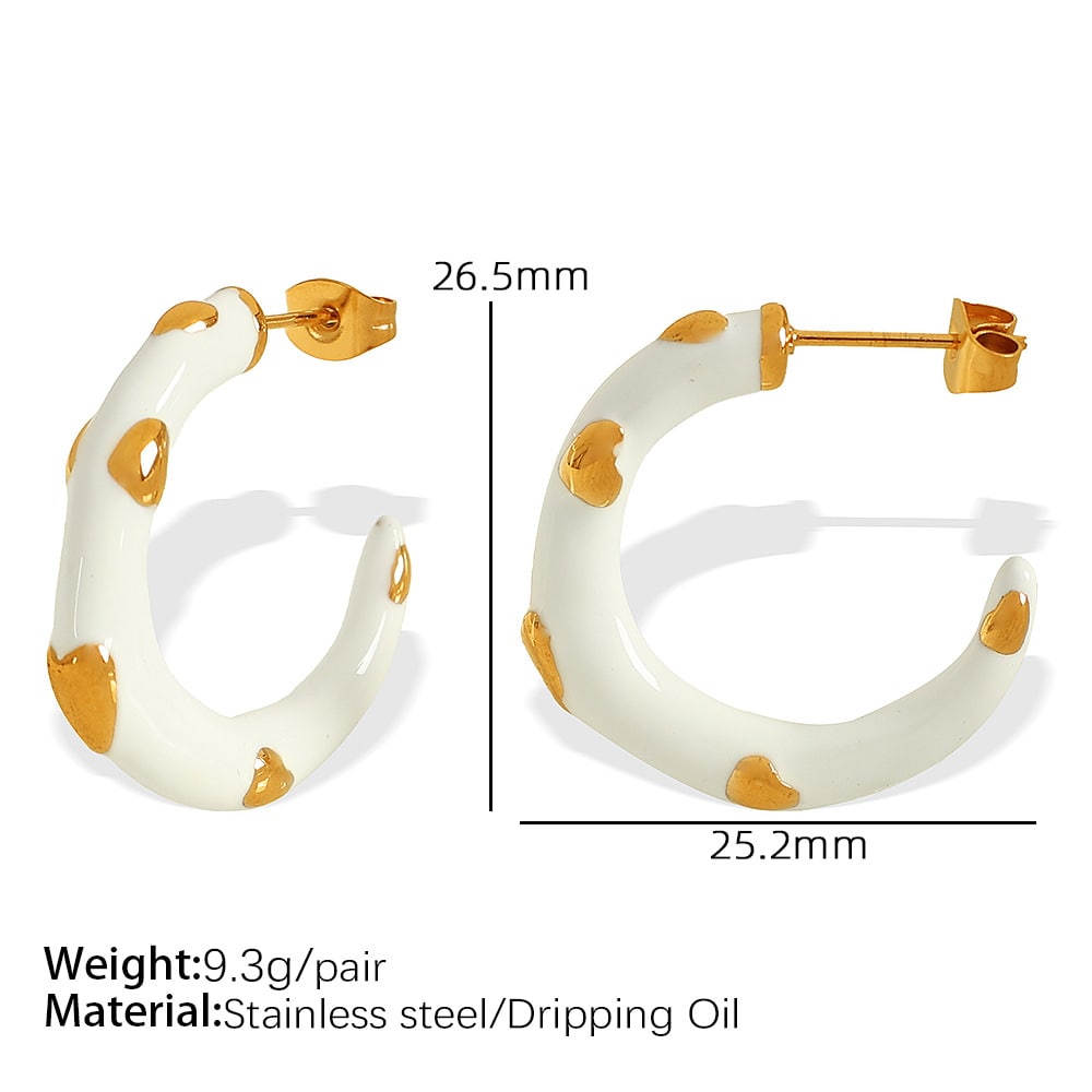 1 Pair Romantic Series Sweet Heart Stainless Steel 18K Gold Color Plated Women's Hoop Earrings h5 